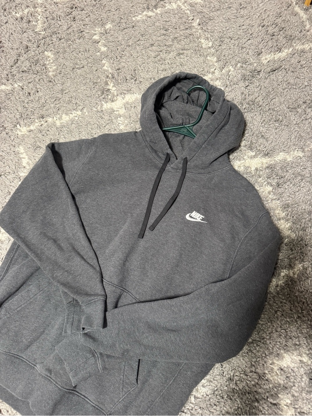 Nike Dark Gray Pullover Hoodie with White Logo